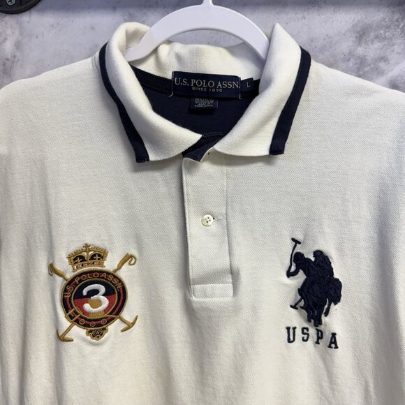 Vintage USPA U.S. Polo Assn Shirt Mens Large 22.5x25 White Embroidered - Picture 3 of 11
